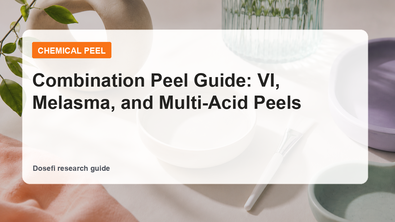 Dosefi chemical peel guide hero image with overlaid text for combination peel