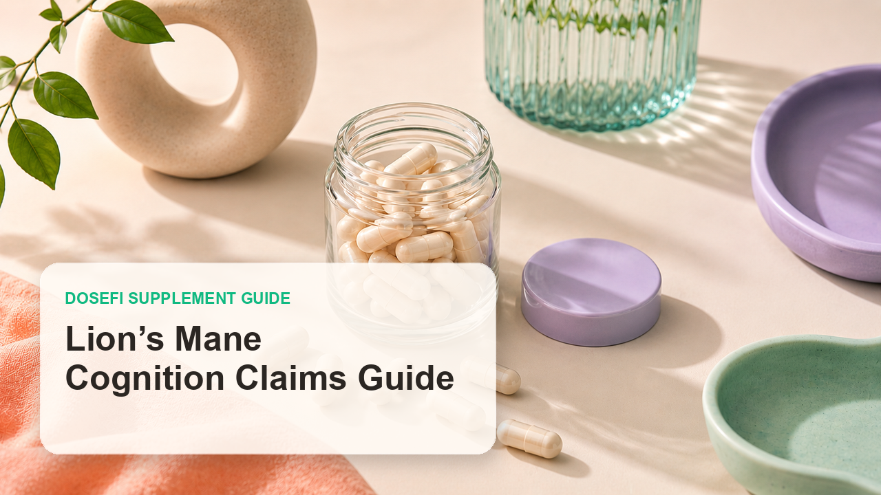 Dosefi supplements guide hero image with overlaid text for Lion’s Mane