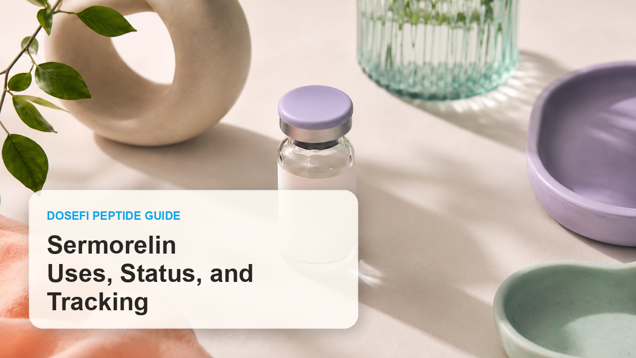 Dosefi peptides guide hero image with overlaid text for Sermorelin